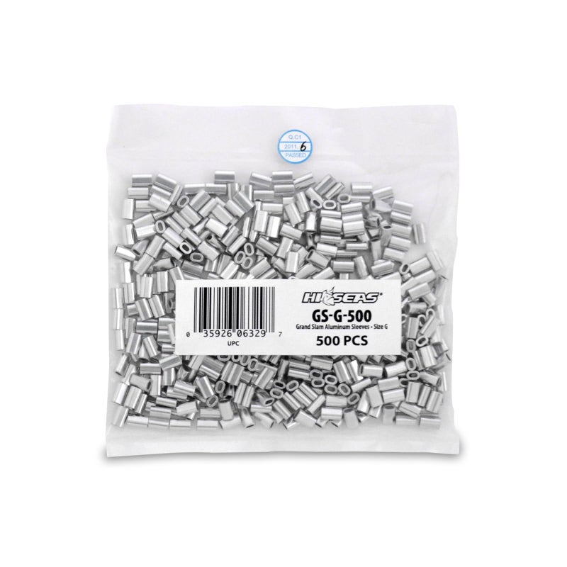 HI-SEAS Grand Slam Aluminum Sleeves, 1.3 mm ID, use with 130 lb / 58.9 kg mono, 500 pc - Image 1